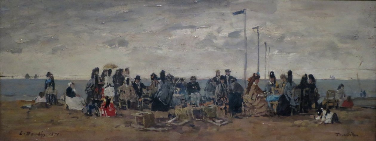 Kotava: "Piludafa nakila, Trouville (3) (trutca ke Boudin)".
Frans: Trouville. Strand door Eugene Louis Boudin
