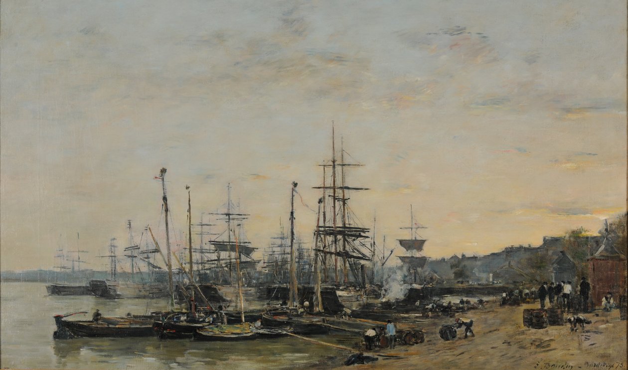 De haven van Bordeaux, gezien vanaf de Quai des Chartrons door Eugene Louis Boudin