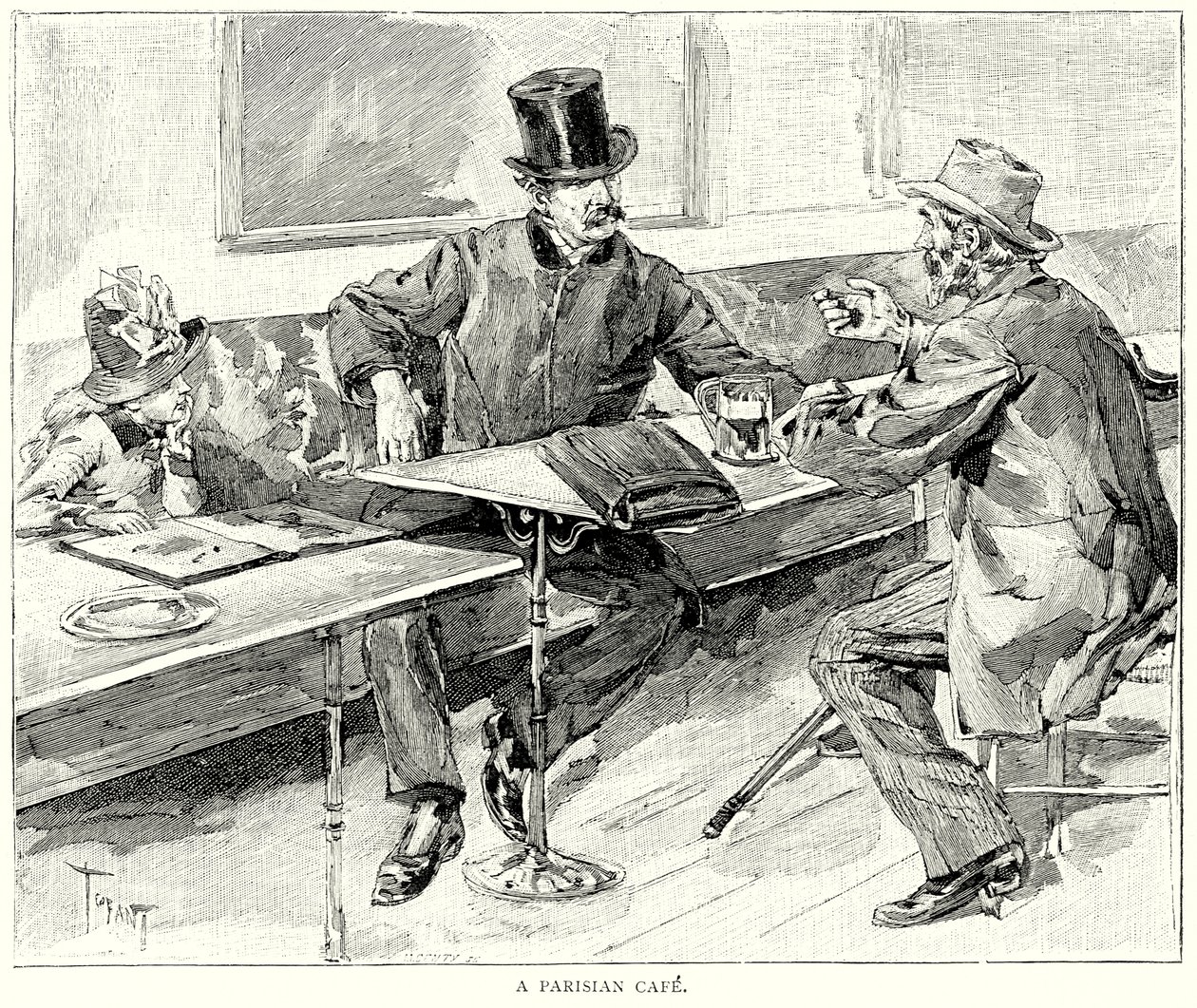 Een Parijs café (gravure) door European School