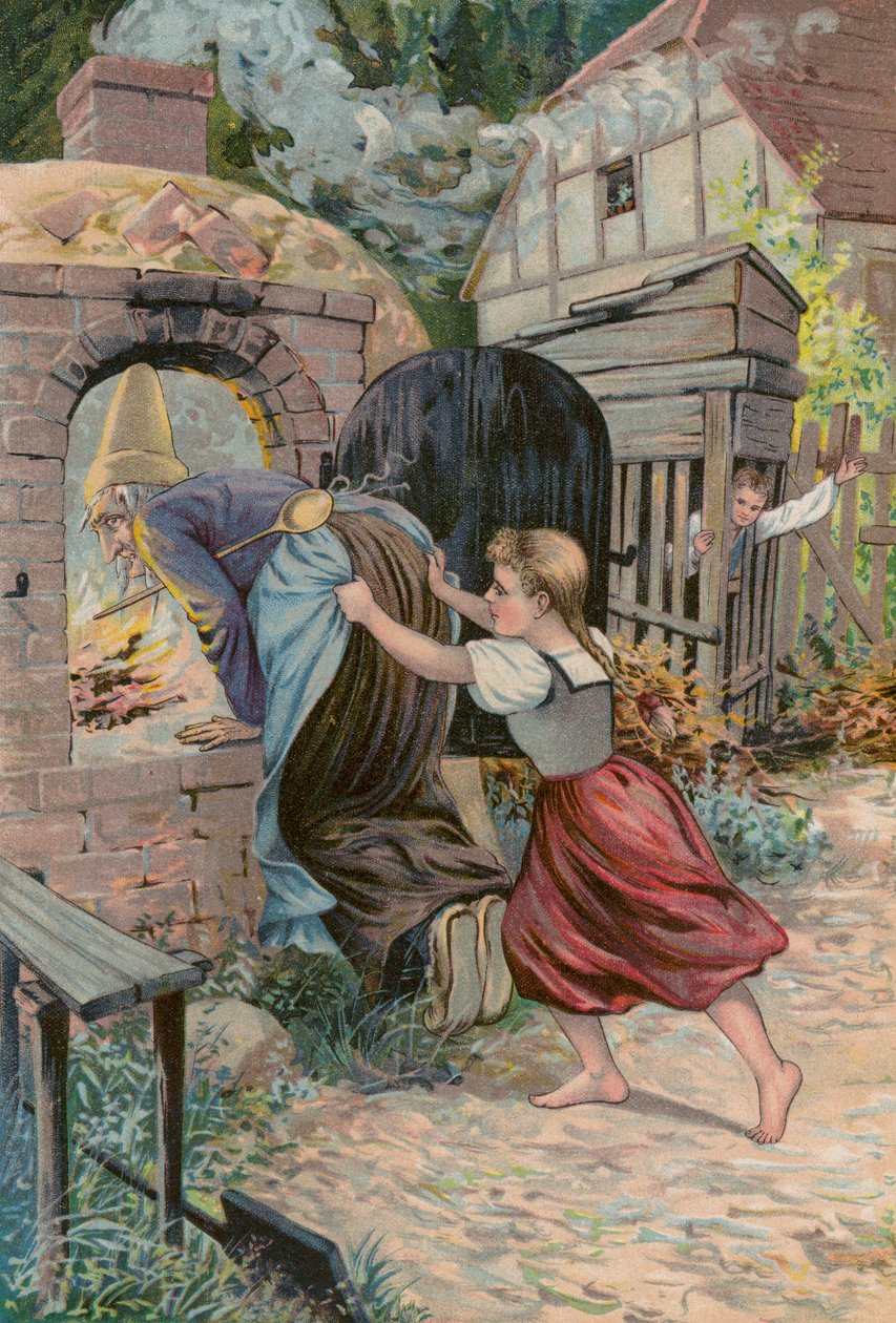 De sprookjes van Grimm: Hans en Grietje (chromolitho) door European School