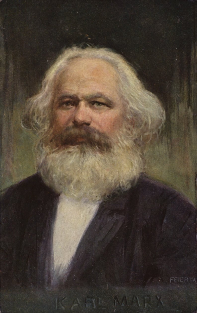Karl Marx (1818-1883), Duits filosoof, econoom, historicus en politiek theoreticus (kleurenlitho) door European School