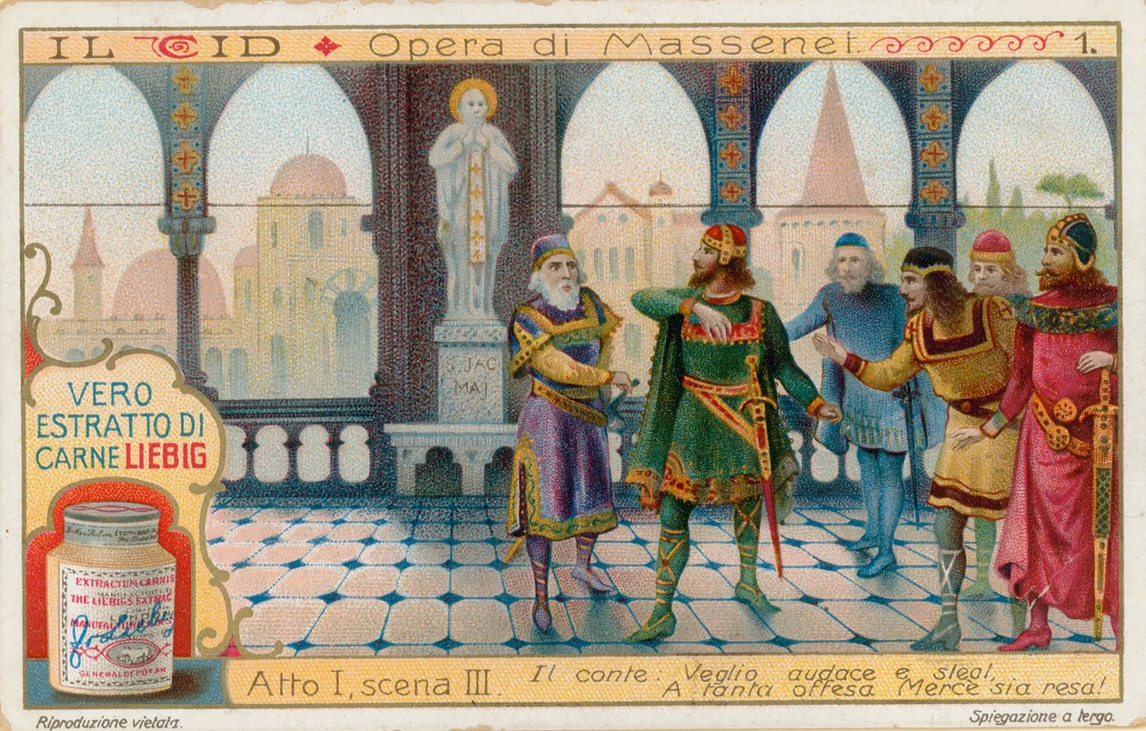 Le Cid van Massenet, Liebig-kaart, begin 20e eeuw (chromo) door European School
