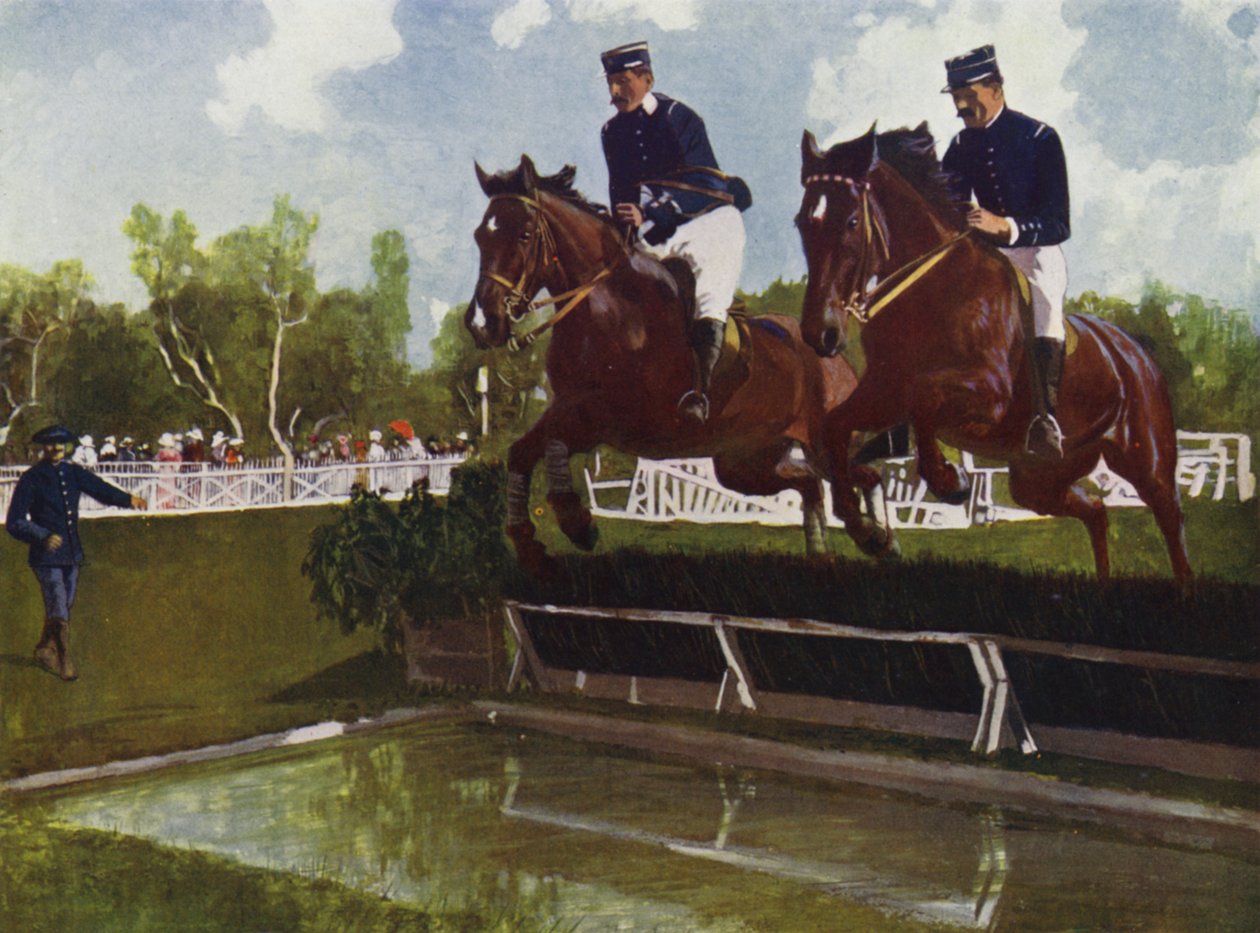 Menton, De paardenshow "Un Joli Saut" (kleurenlitho) door European School