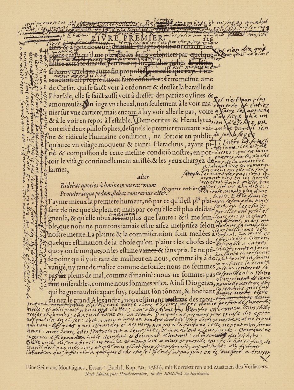 Pagina uit de Essais van Montaigne door European School