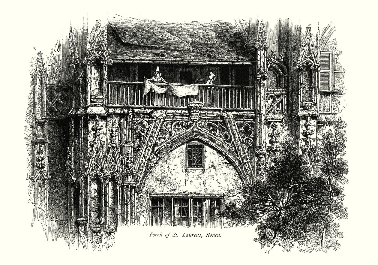 Portiek van St Laurens, Rouen (gravure) door European School
