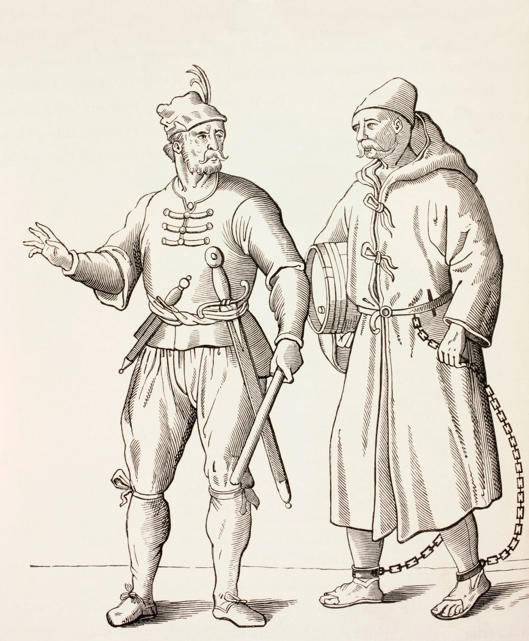 Zestiende-eeuwse galeisoldaat met een galeislaaf, c.1880 door European School