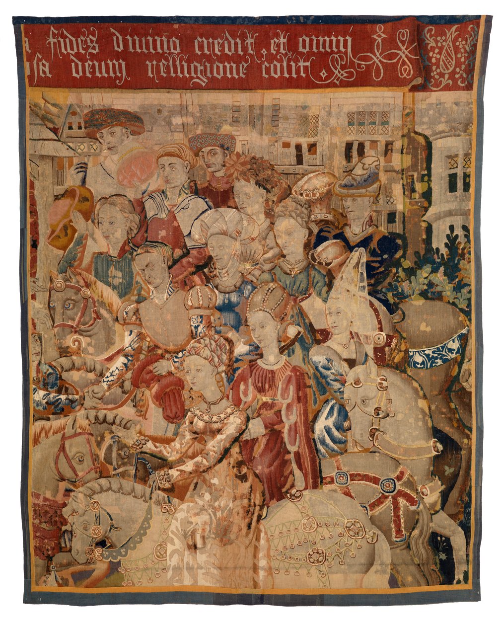 Tapijtfragment met dames en heren te paard, of Parijs keert terug met Helena, of De Terugkeer van de Veldtocht door European School