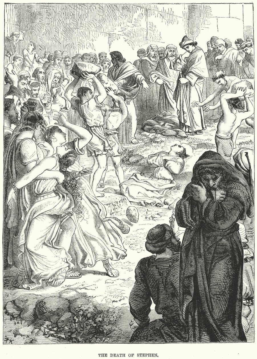 De dood van Stefanus (gravure) door European School