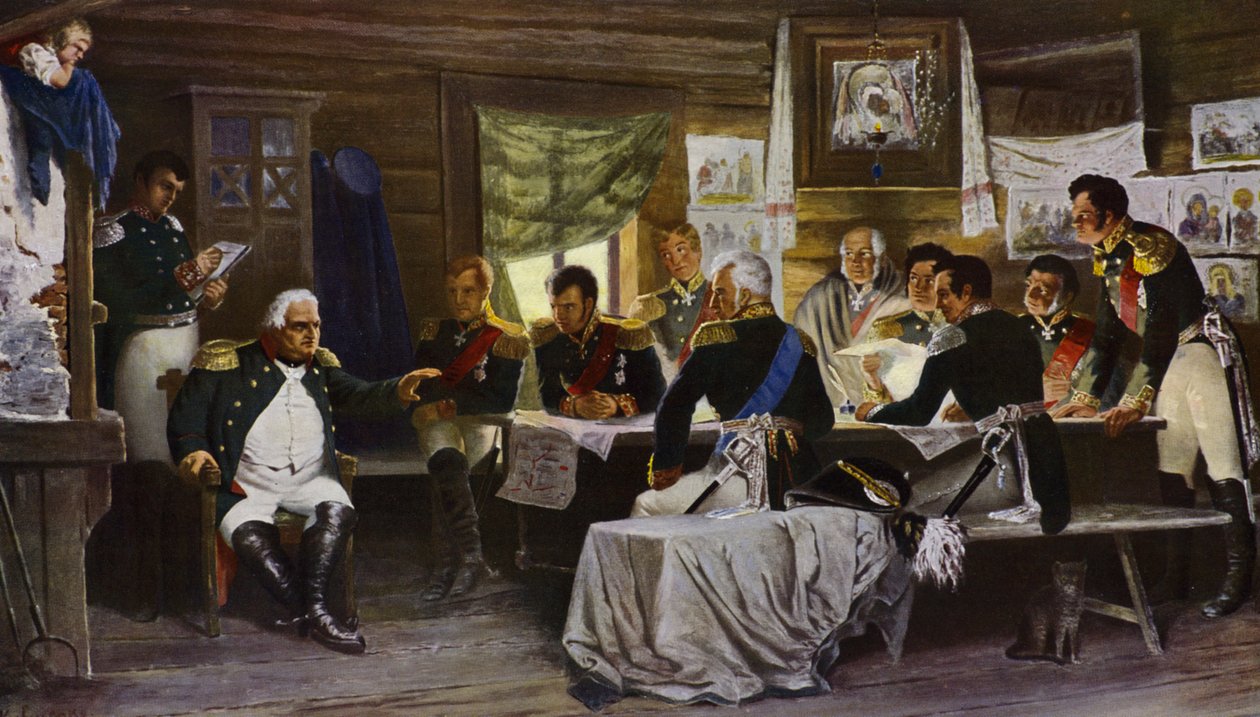 De militaire raad van Phily (kleurenlitho) door European School