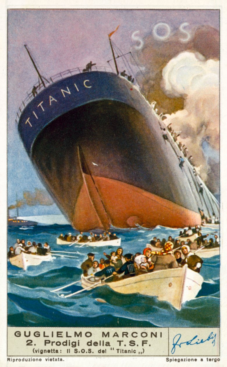 De Titanic die draadloos een SOS-bericht verstuurt door European School