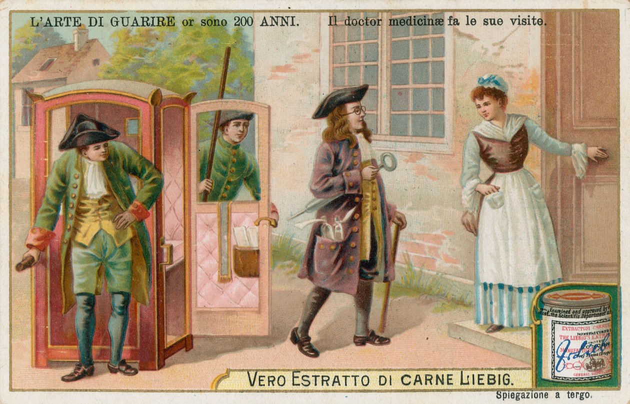 De kunst van het genezen, Liebig-kaart, begin 20e eeuw (chromo) door European School
