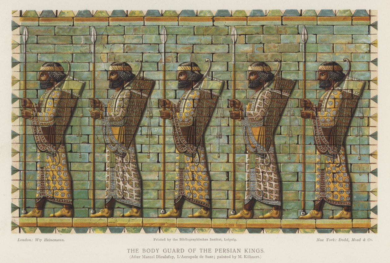 De lijfwacht van de Perzische koningen (kleurenlitho) door European School