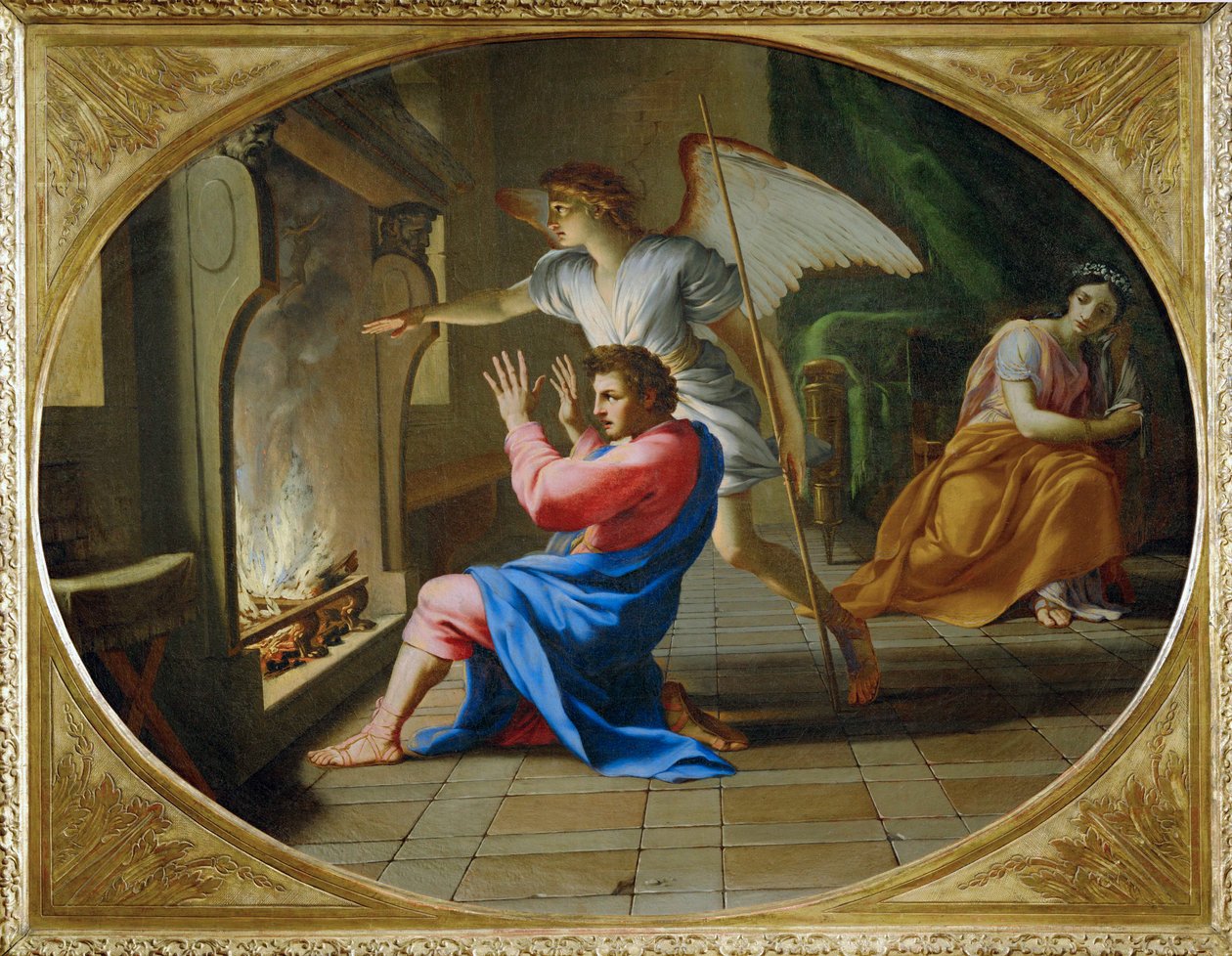 De huwelijksnacht van Tobias en Sara - de ... door Eustache (studio of) Le Sueur