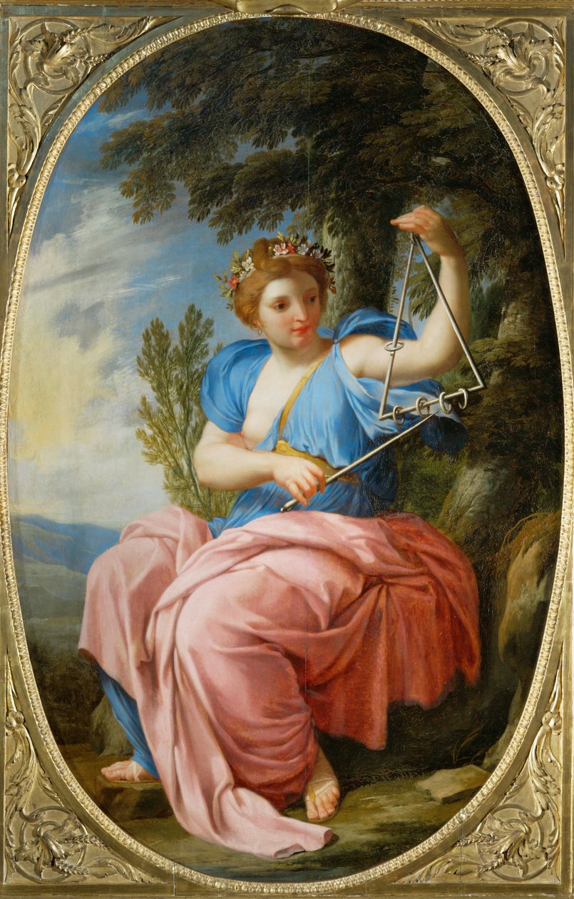 De muze Terpsichore, uit de Chambre des Muses, Louvre, Parijs ... door Eustache (studio of) Le Sueur