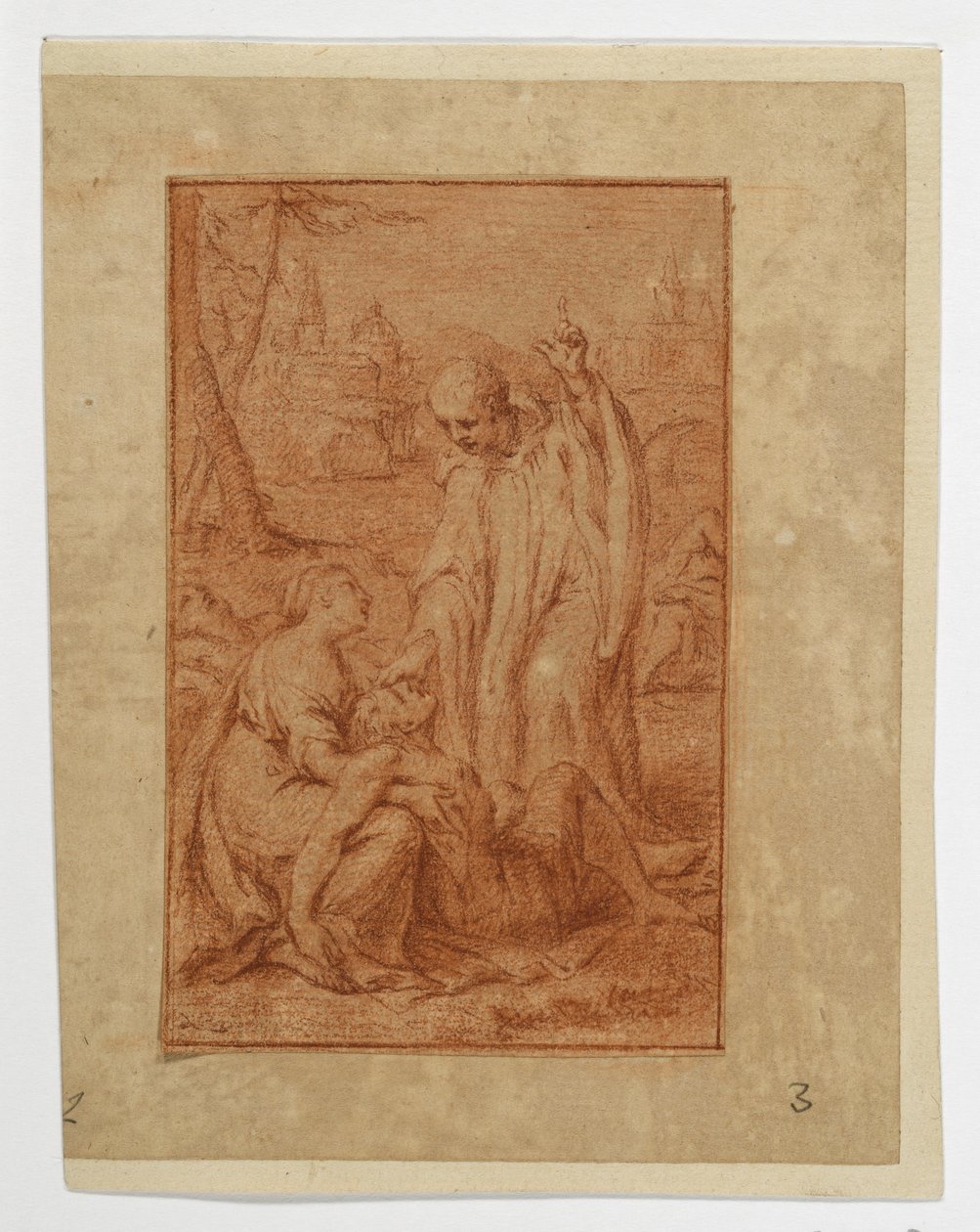 Ein Heiliger heilt einen Kranken oder erweckt einen Toten (?) door Eustache Le Sueur