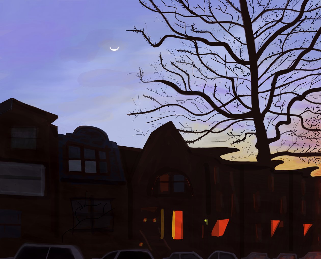 9th Street, Brooklyn, 2016 (met de hand getekend op een iPad met een Apple potlood) door Evan Sklar
