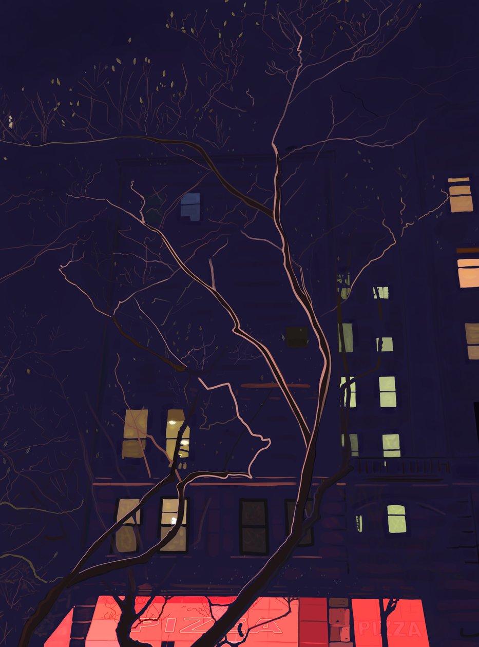 Bij zonsopgang, Brooklyn (digitale kunst) door Evan Sklar