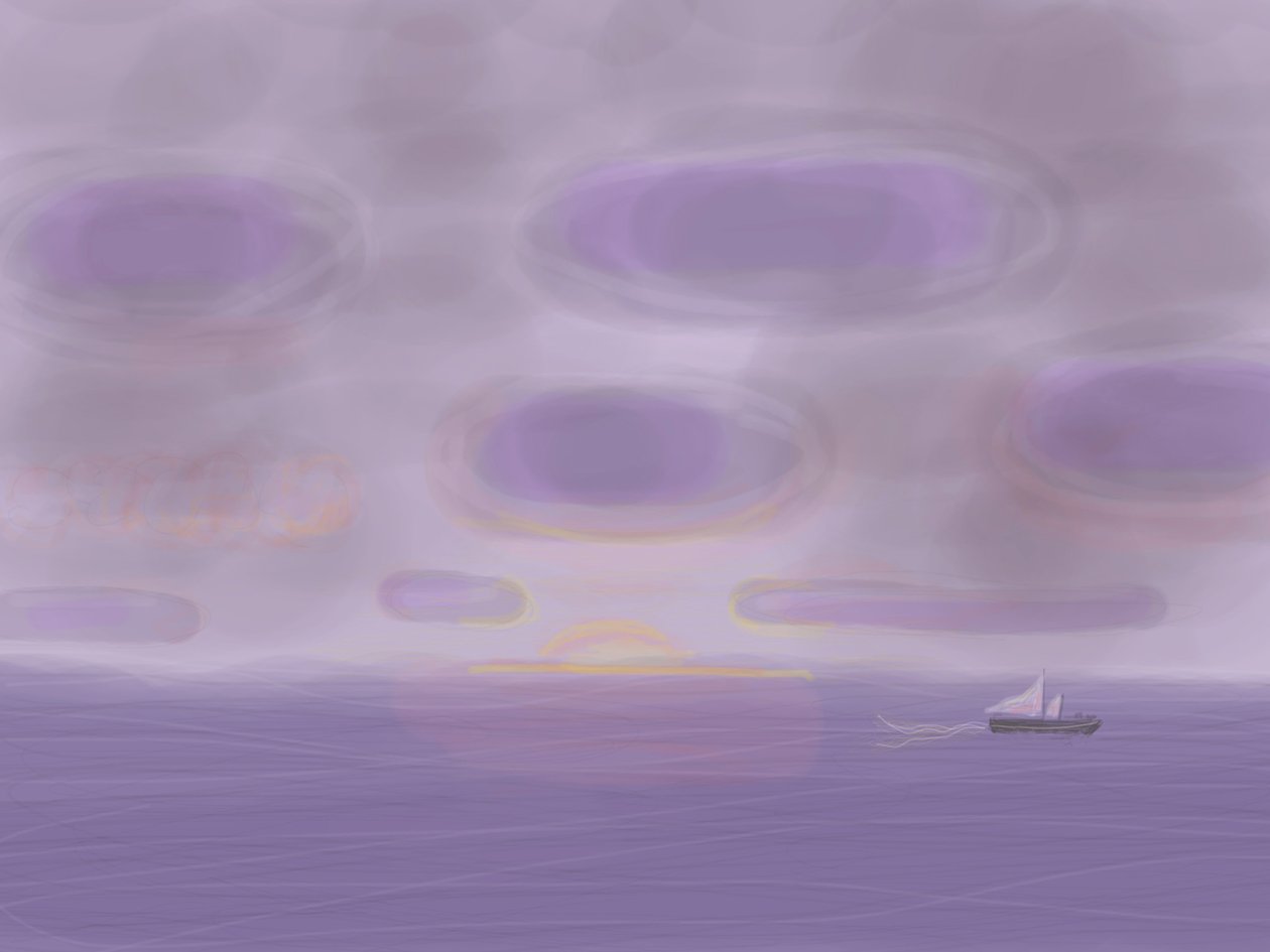 Atlantische Oceaan, 2015 (met de hand getekend op een iPad met een Apple potlood) door Evan Sklar