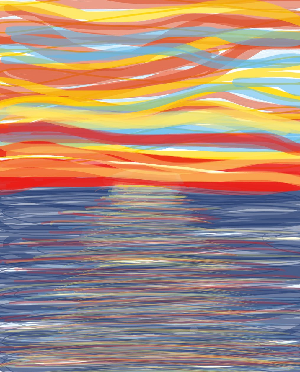 Atlantische Oceaan, 2018 (met de hand getekend op een iPad met een Apple potlood) door Evan Sklar