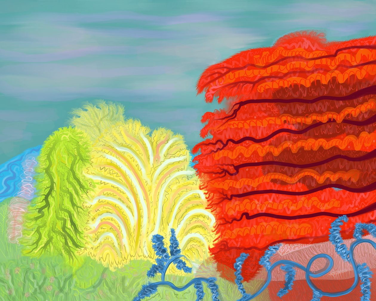 Botanische tuin en bomen (digitale kunst) door Evan Sklar