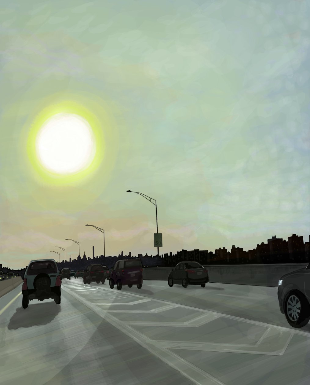 Bruckner Expressway , Brooklyn (digitale kunst) door Evan Sklar
