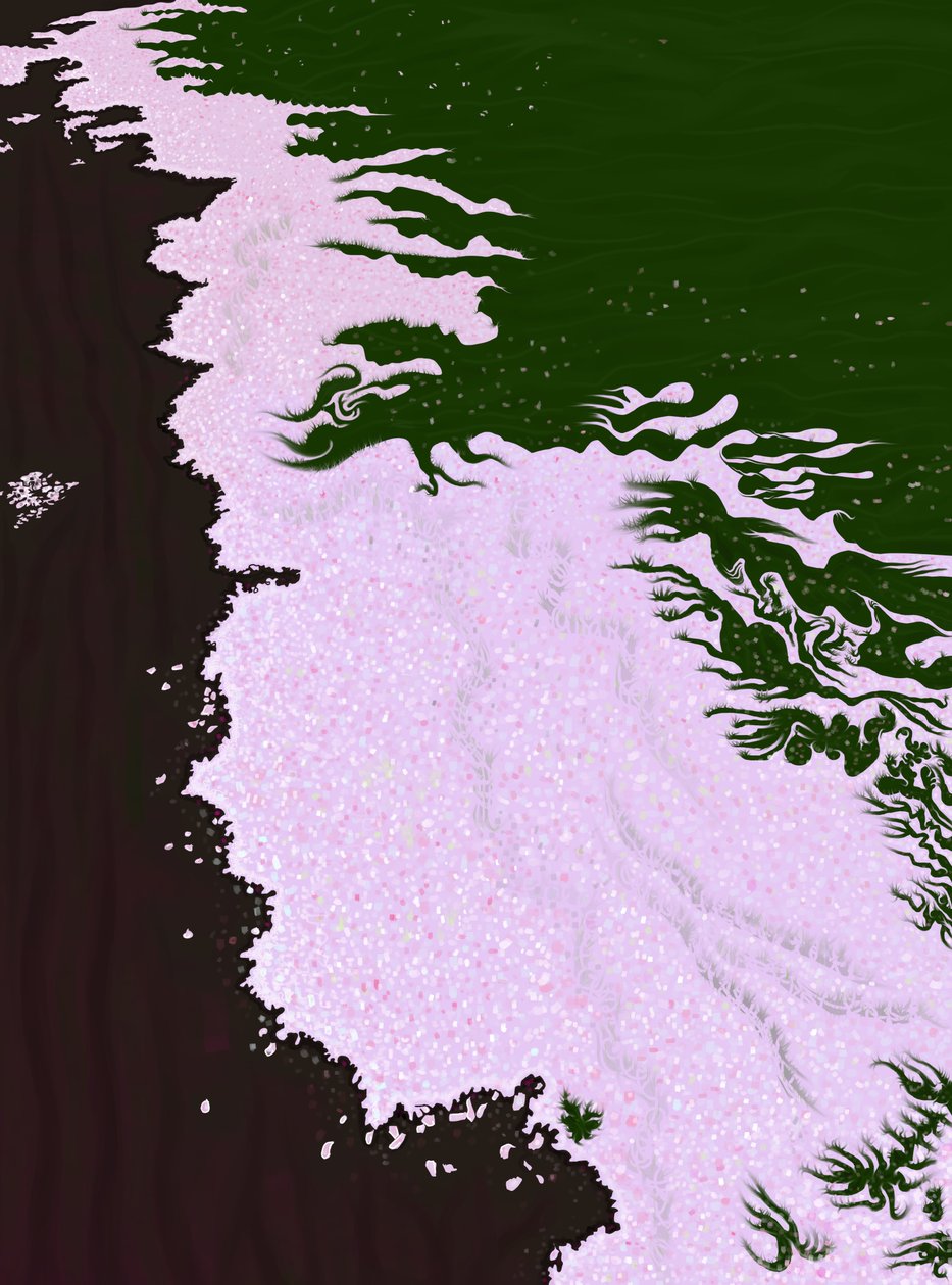 Kersenbloesemblaadjes op de grond (digitale kunst) door Evan Sklar