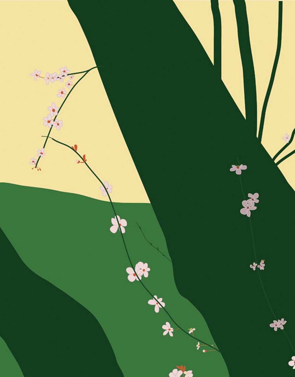 Kersenbloesems, 2015 (met de hand getekend op een iPad met een Apple potlood) door Evan Sklar