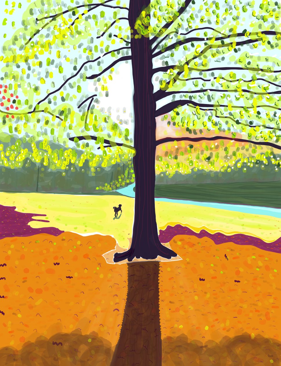 Hond, vroege ochtend, herfst, Prospekt Park (digitale kunst) door Evan Sklar