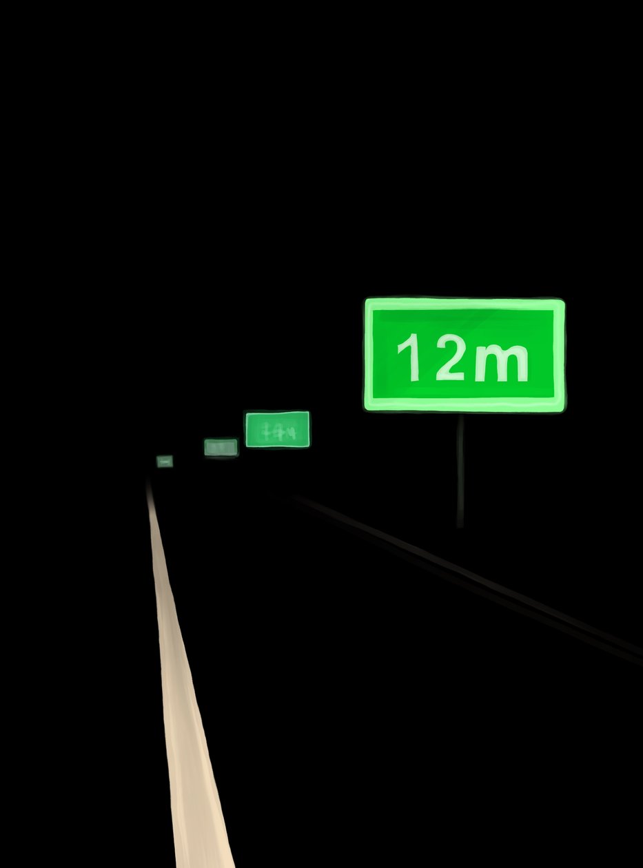 Driving The Road At Night $ 5 Brooklyn (digitale kunst) door Evan Sklar