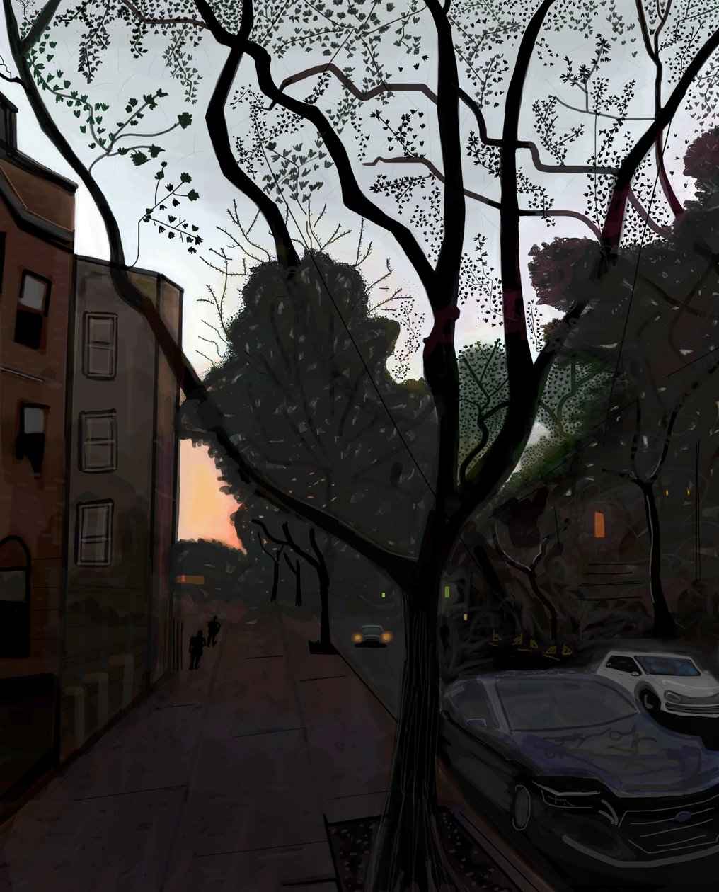 Fifth Street, Brooklyn, augustus 2016 (met de hand getekend op een iPad met een Apple-potlood) door Evan Sklar
