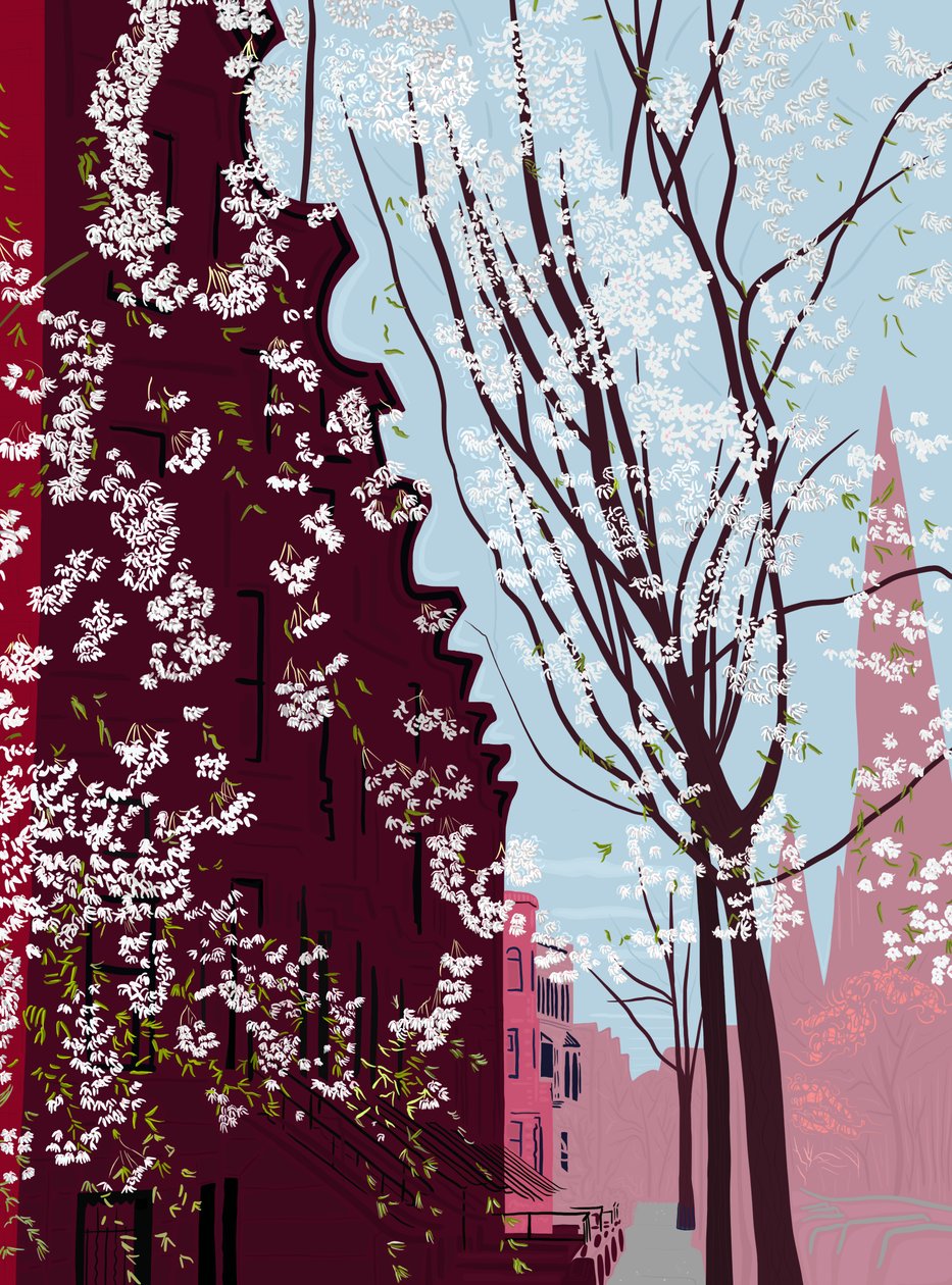 Garfield Place, Spring, Brooklyn, ca 2020-24 (digitale kunst) door Evan Sklar