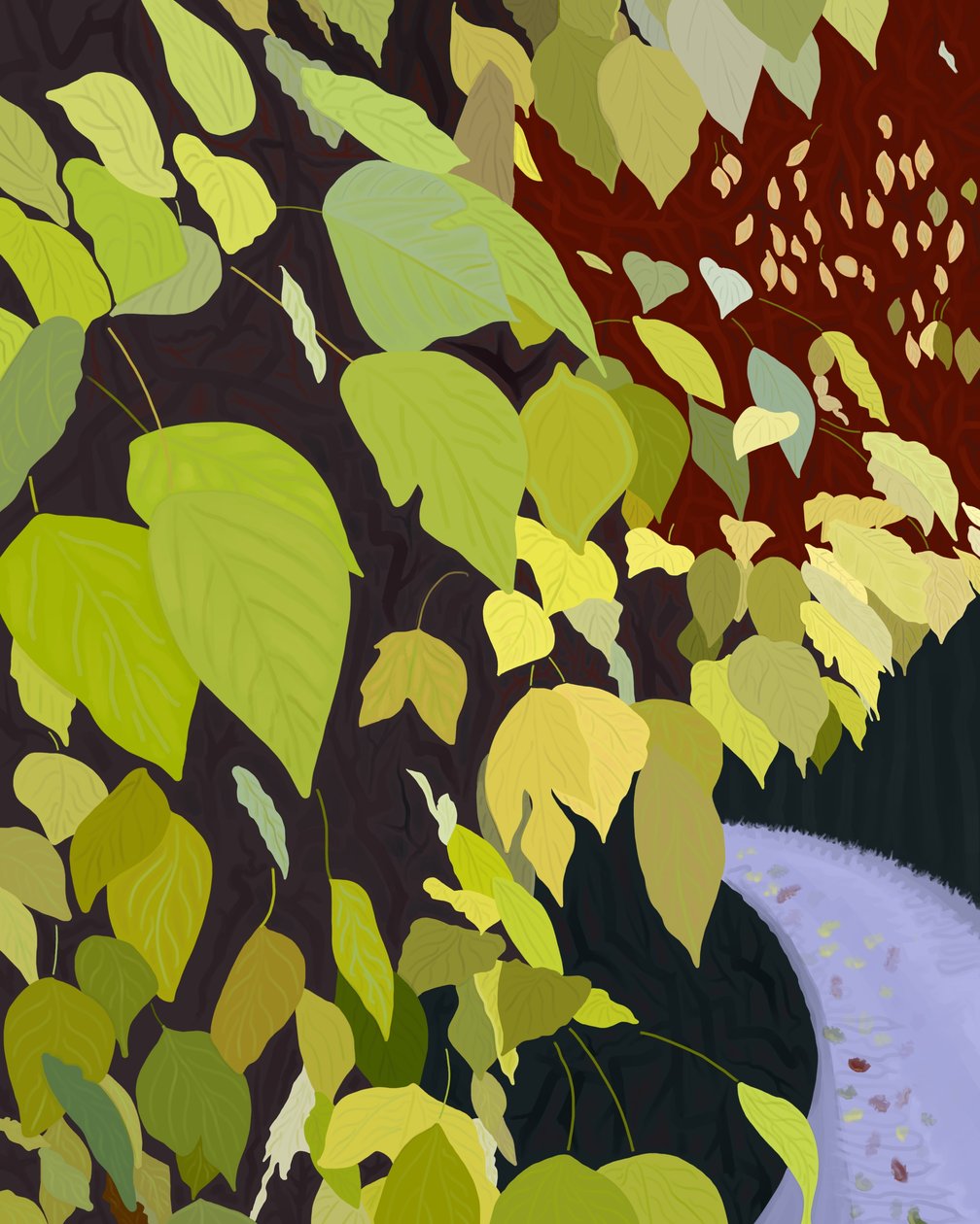 Groene bladeren en pad (digitale kunst) door Evan Sklar