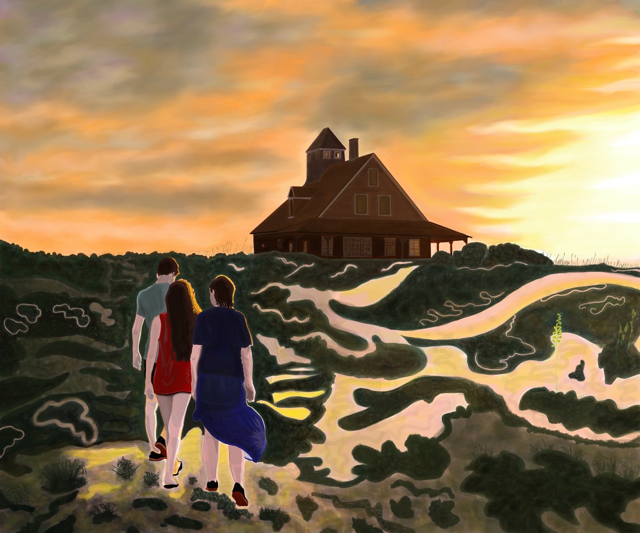 Op weg naar huis voor het avondeten, North Swan Beach (digitale kunst) door Evan Sklar