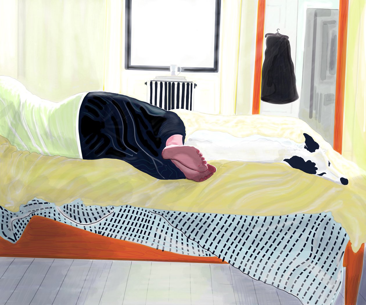 Michelle en Minnie Napping, Brooklyn (digitale kunst) door Evan Sklar