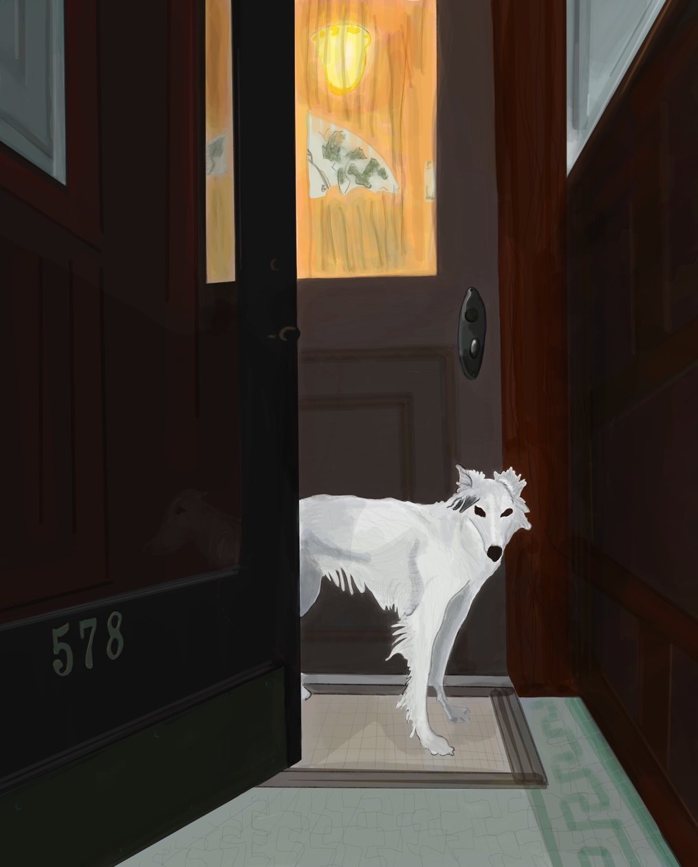 Minnie in Vestibule , Brooklyn (digitale kunst) door Evan Sklar