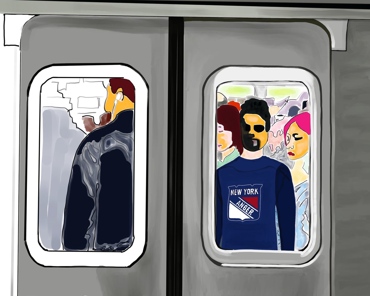 New York woede (digitale kunst) door Evan Sklar