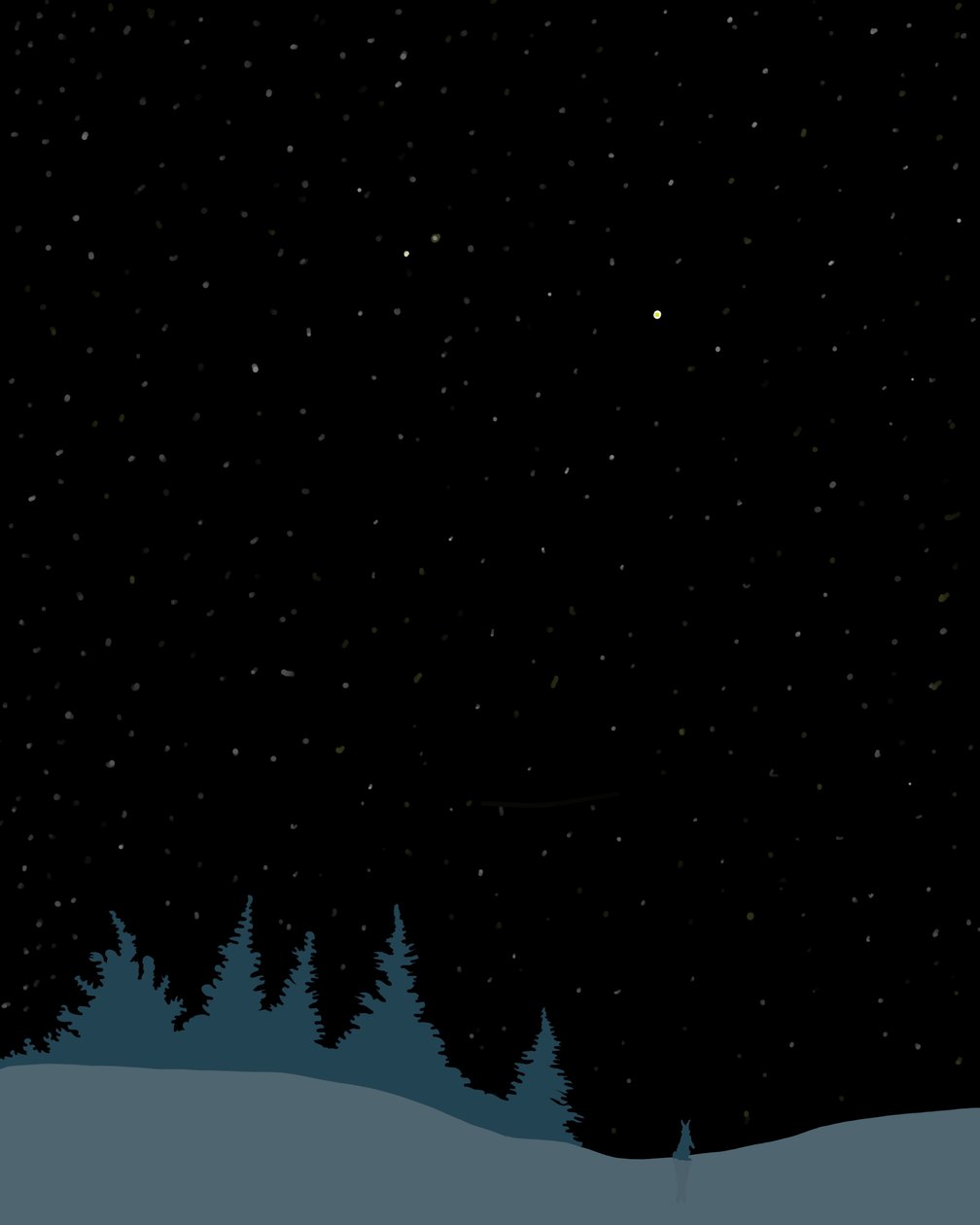 Konijn in de sneeuw bij nacht, Brooklyn (digitale kunst) door Evan Sklar
