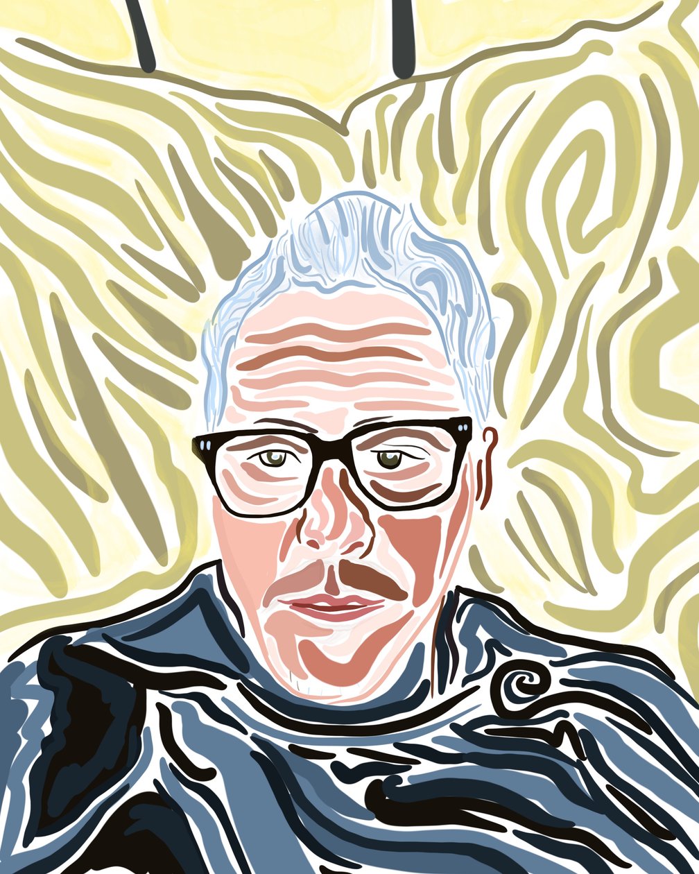 Zelfportret in New Haven (digitale kunst) door Evan Sklar
