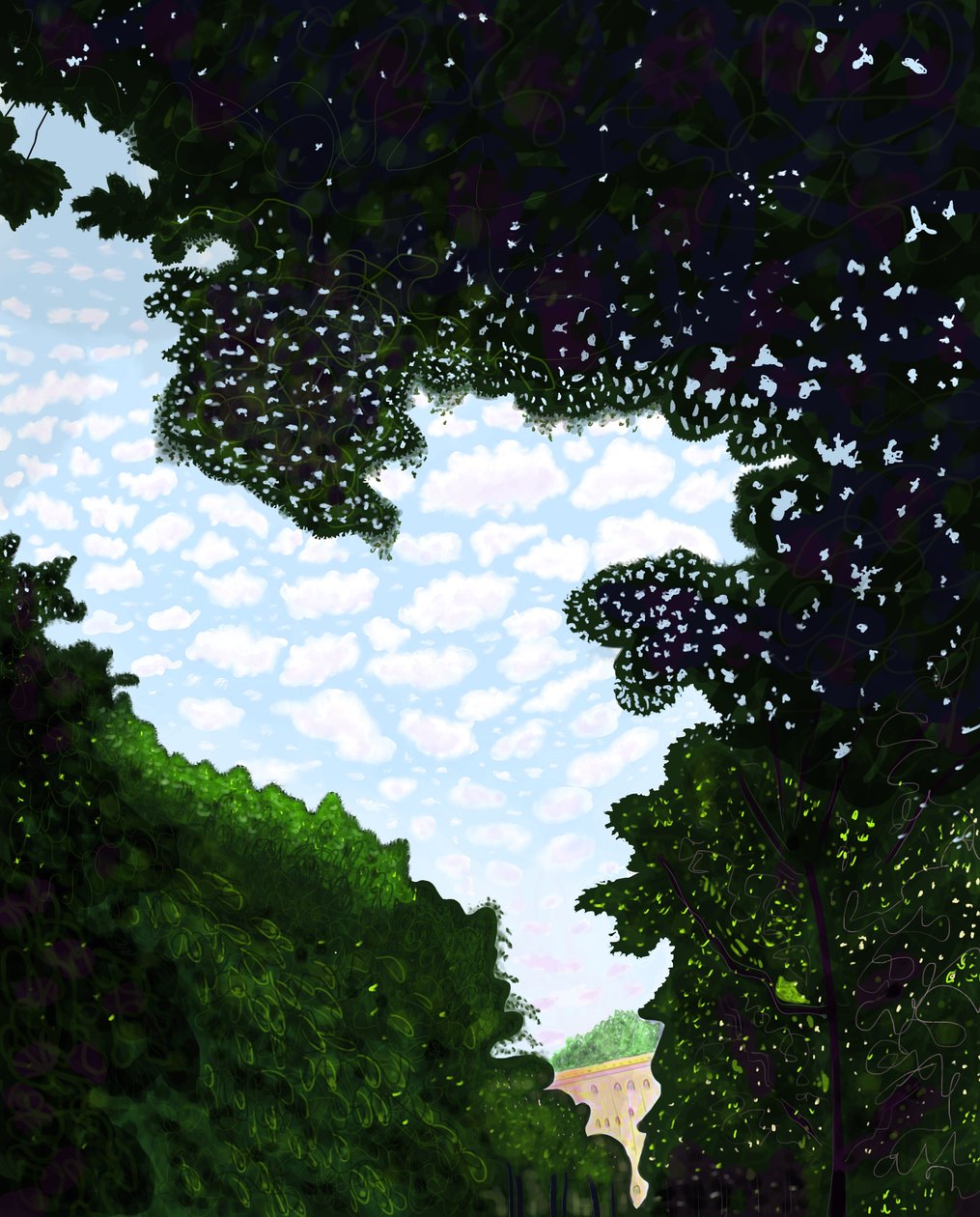 Lucht en Avenue vanuit Prospect Park, Brooklyn (digitale kunst) door Evan Sklar