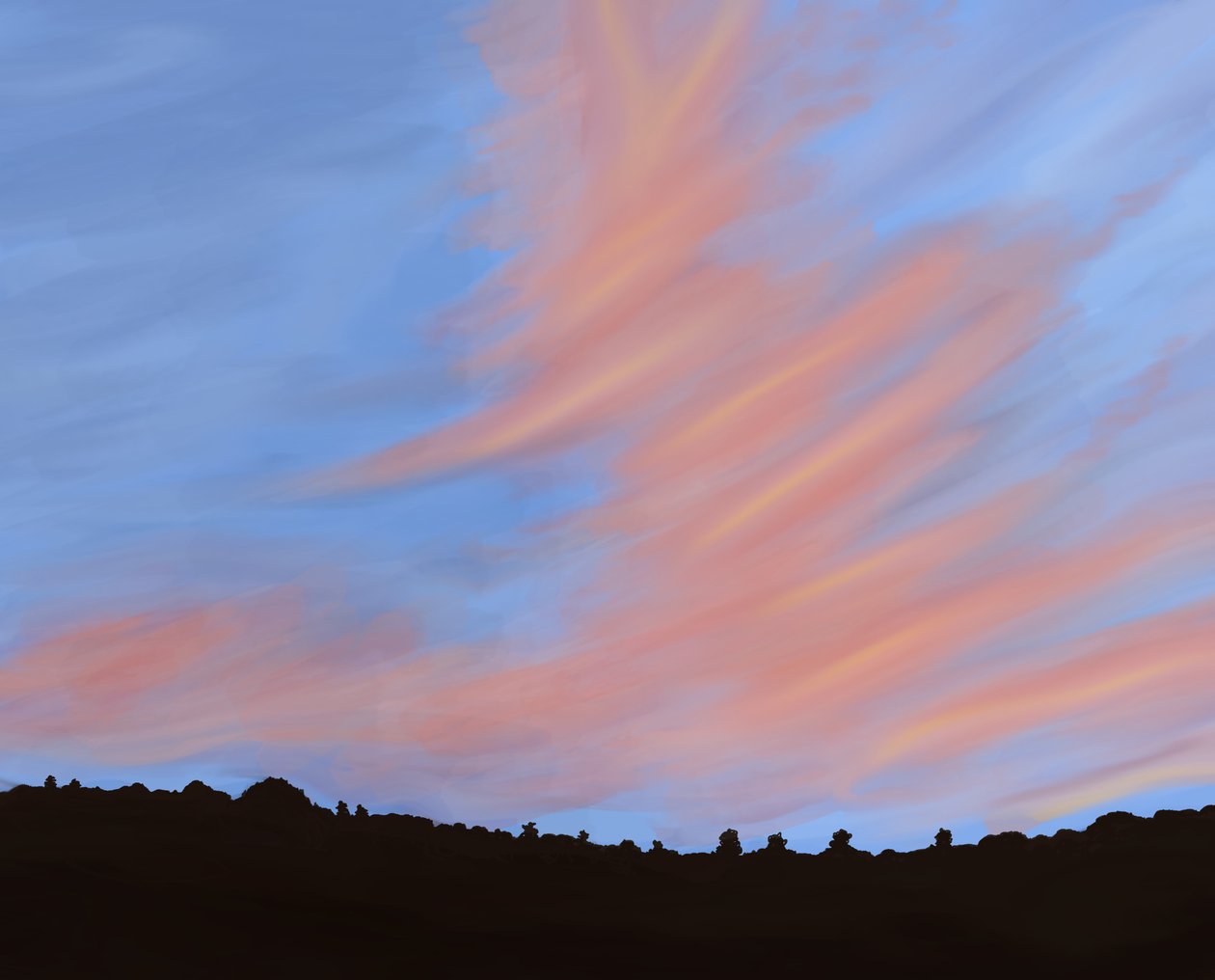 Tree Line, Hudson Valley, 2018 (met de hand getekend op een iPad met een Apple-potlood) door Evan Sklar