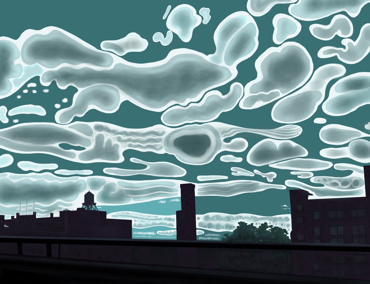 Uitzicht vanaf Bruckner Expressway (digitale kunst) door Evan Sklar