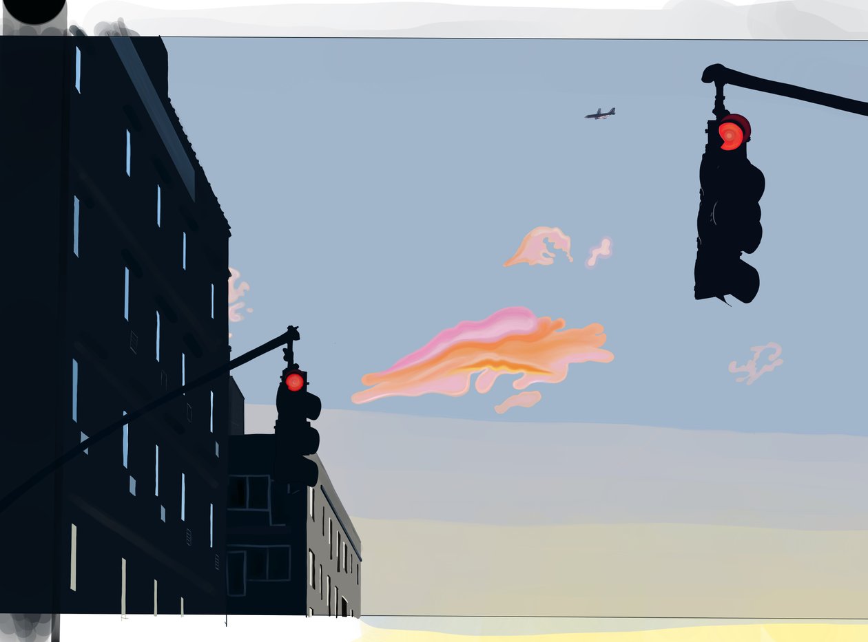 Luchtfoto op kruispunt Gowanus (digitale kunst) door Evan Sklar
