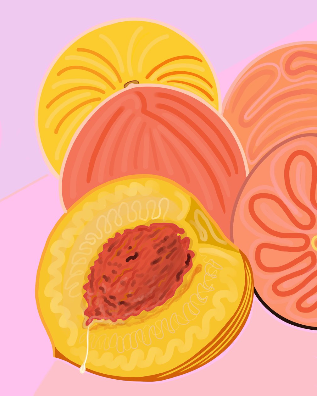 Wet Peach, Brooklyn (digitale kunst) door Evan Sklar
