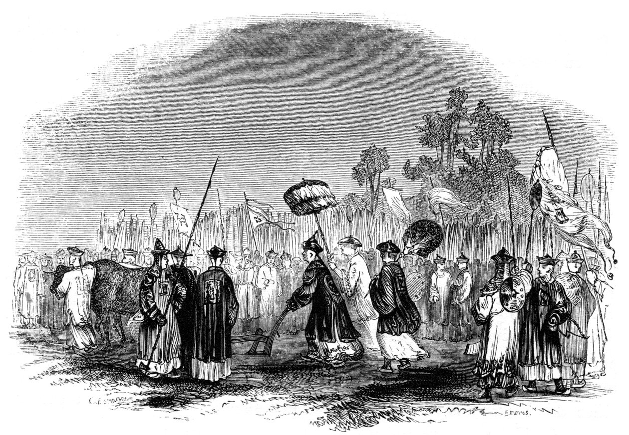 Het jaarlijkse lentefestival, 1847 door Evans