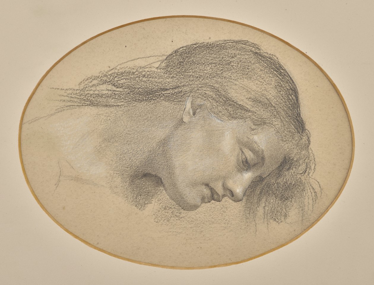 Studie voor Maanstralen die de zee induiken (potlood) door Evelyn De Morgan