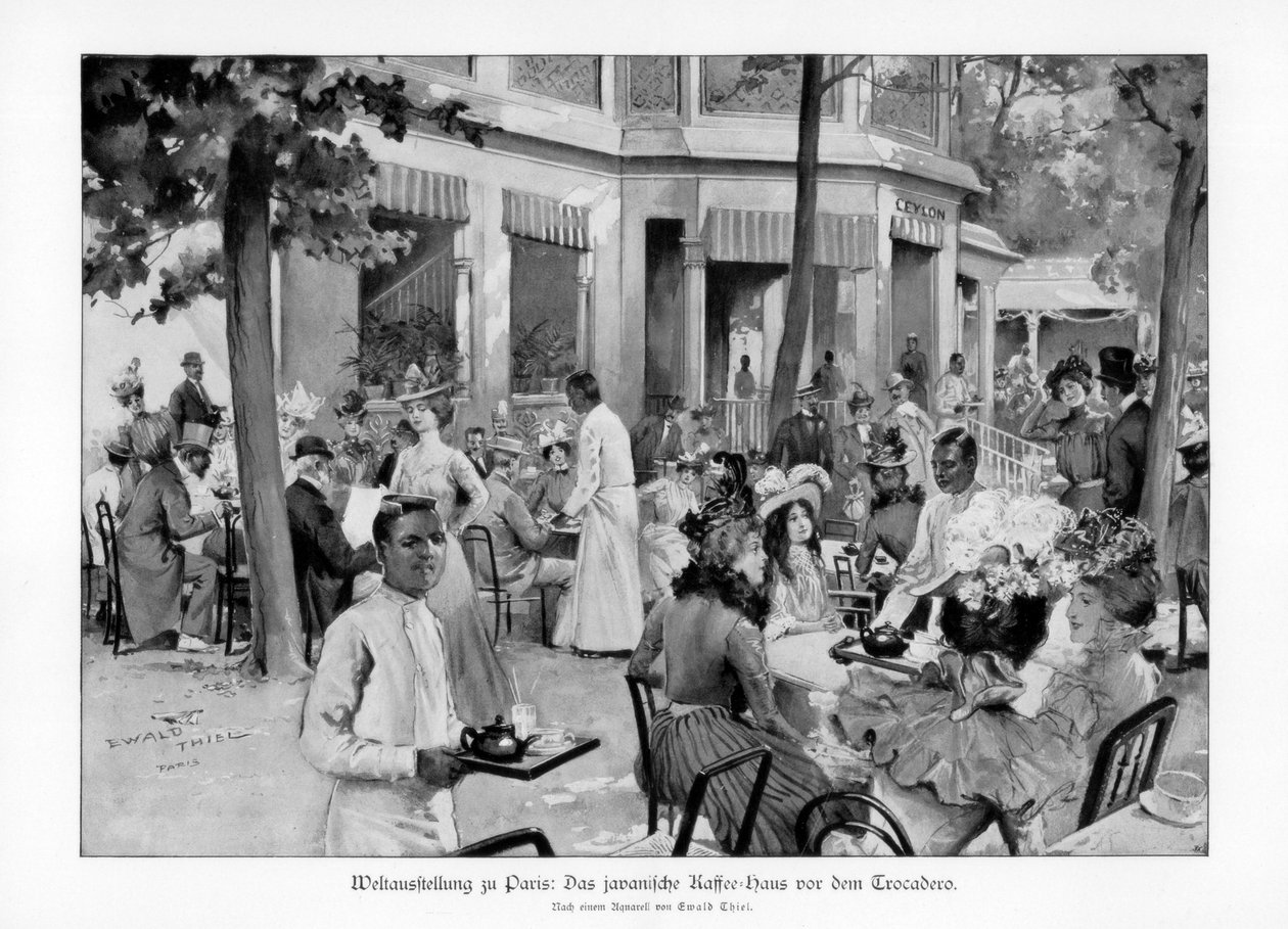 Javaans koffiehuis, Trocadero, Wereldtentoonstelling Parijs, 1889, 1900 door Ewald Thiel