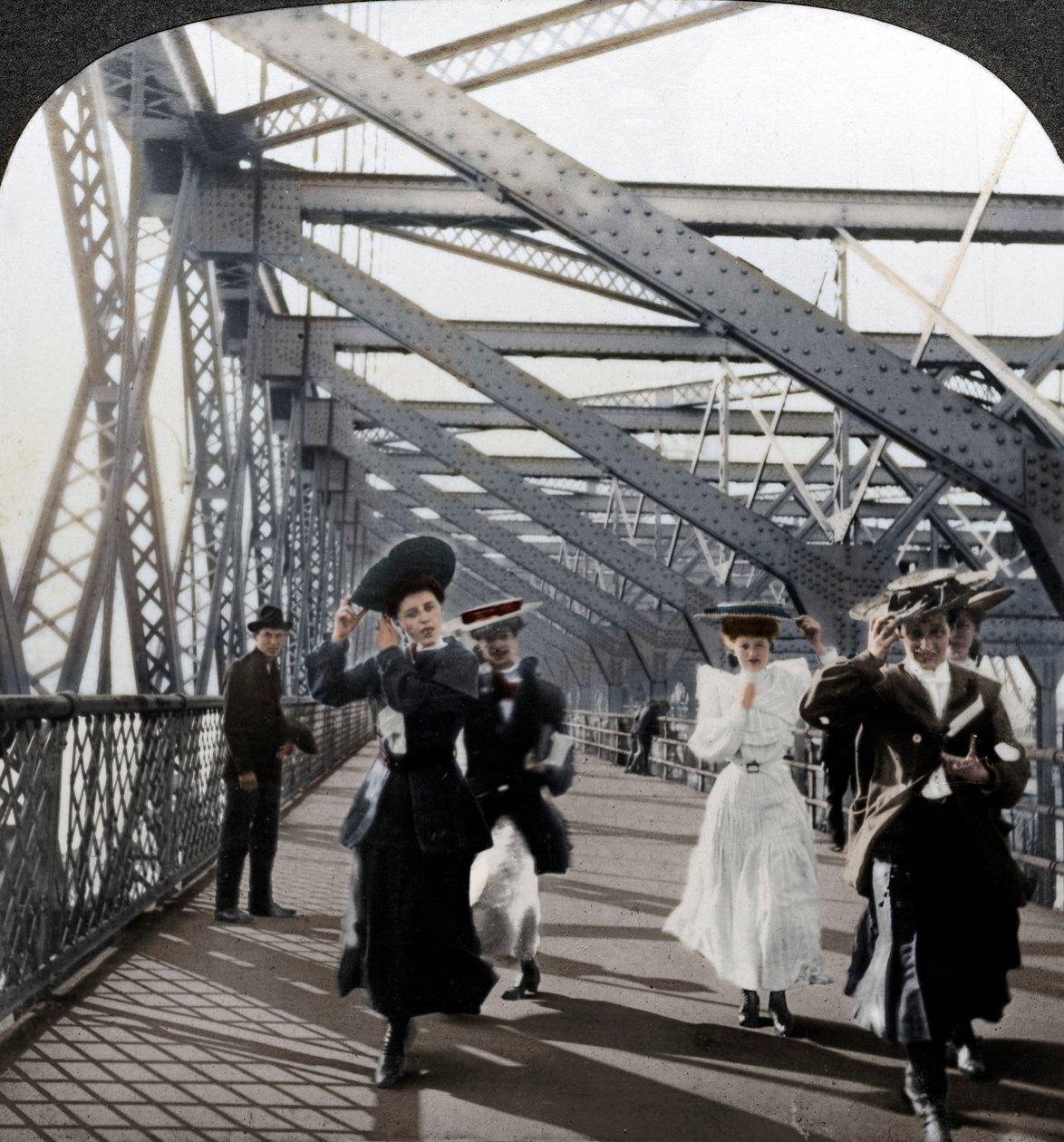 De promenade, Williamsburg Bridge, New York, VS door Excelsior Stereoscopic Tours