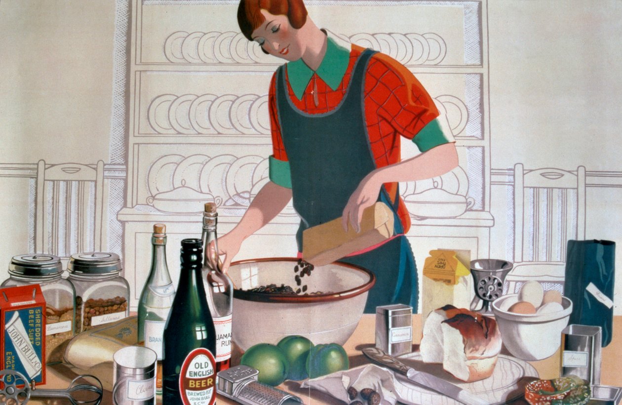 Het maken van de Empire kerstpudding, ca. 1920 door FC Harrison