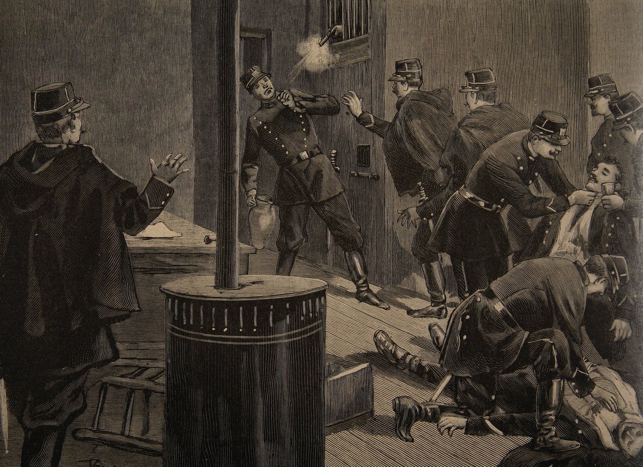 Etievant, de anarchist schiet vanuit het rooster, illustratie uit 