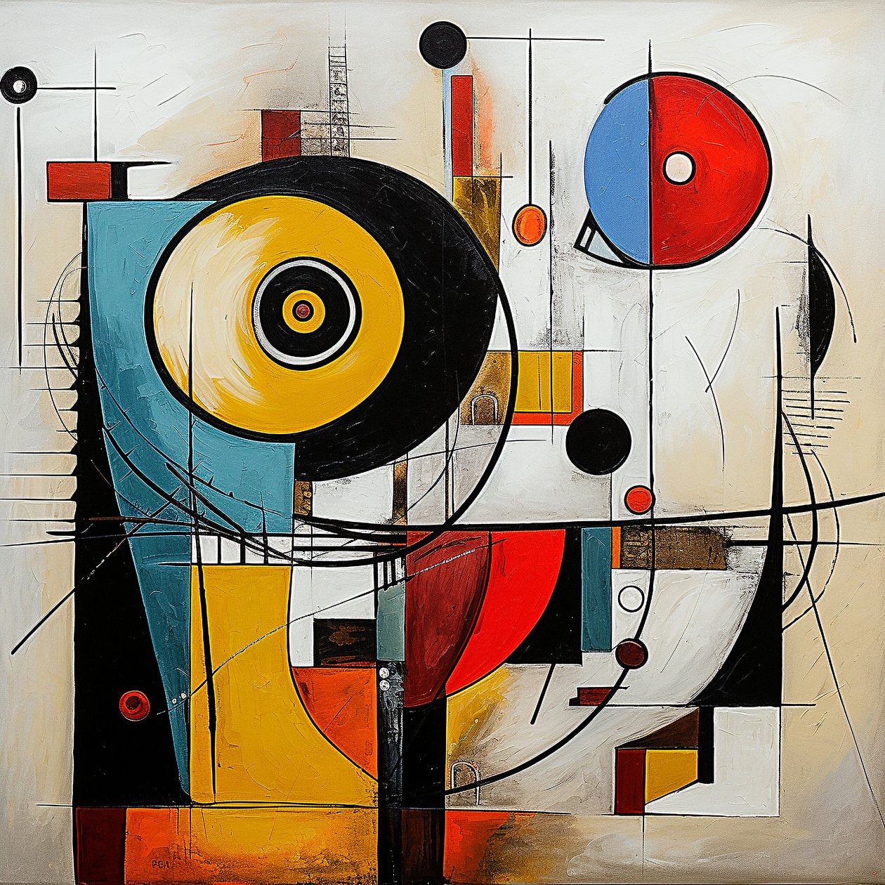 Abstracte neo-dadaïstische patronen, Dadaïsme kunststijl, muurkunst print door F. Abderrahim